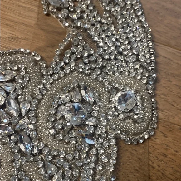 Silver Embellished Halter bedazzled Cocktail Dress - Picture 7 of 17
